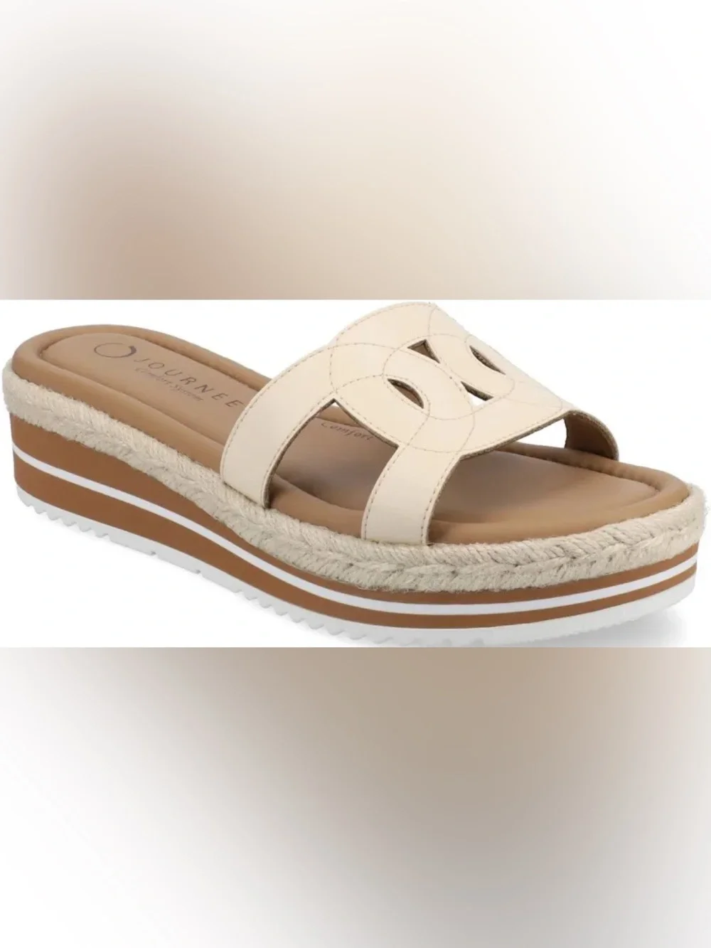Journee Collection Rosalinda Platform Espadrille Sandal- Bone